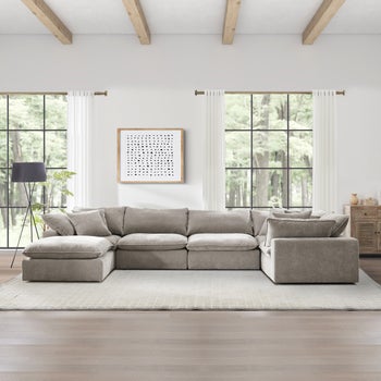 Sereen 6 - piece Fabric Modular Sectional, Taupe - Stu's Home Improvement Outlet