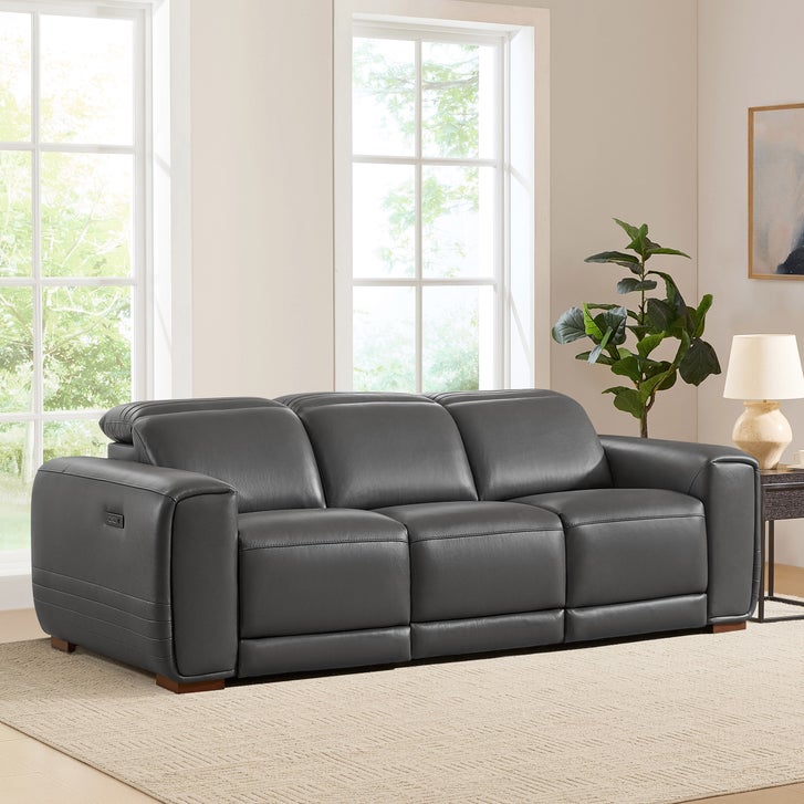 Karson Leather Power Reclining Sofa with Power Headrests