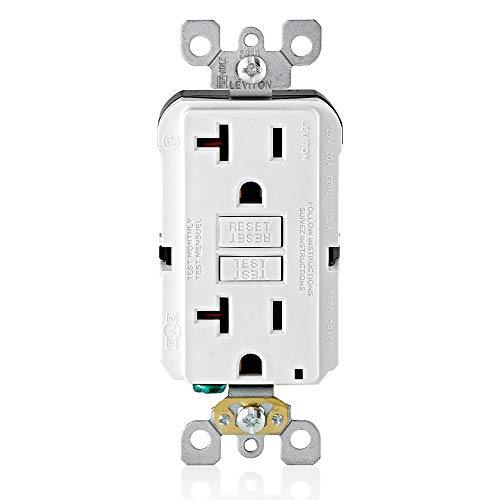 Leviton GFNT2 - W Self - Test SmartlockPro Slim GFCI Non - Tamper - Resistant Receptacle with LED Indicator, Wallplate Included, 20 - Amp, White - Stu's Home Improvement Outlet