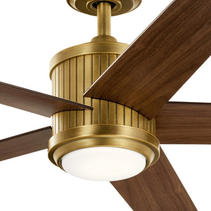 Kichler Brahm 56 - in Integrated LED Natural Brass with Walnut/White Blades Ceiling Fan With Light - Remote Included ( 5 - Blade ) - Stu's Home Improvement Outlet