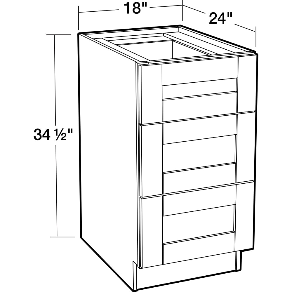 Luxxe Cabinetry Waldorf Express 18-in W x 34.5-in H x 24-in D Vibrant White Thermofoil Drawer Base Fully Assembled Stock Cabinet