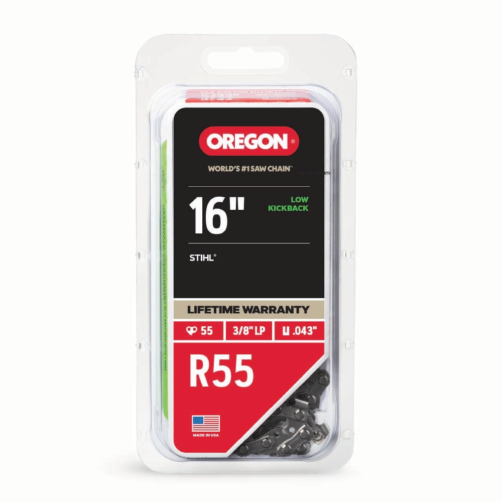 Oregon R55 55 Link Replacement Chainsaw Chain For 16-in, 0.043-in Gauge, 3/8-in Pitch