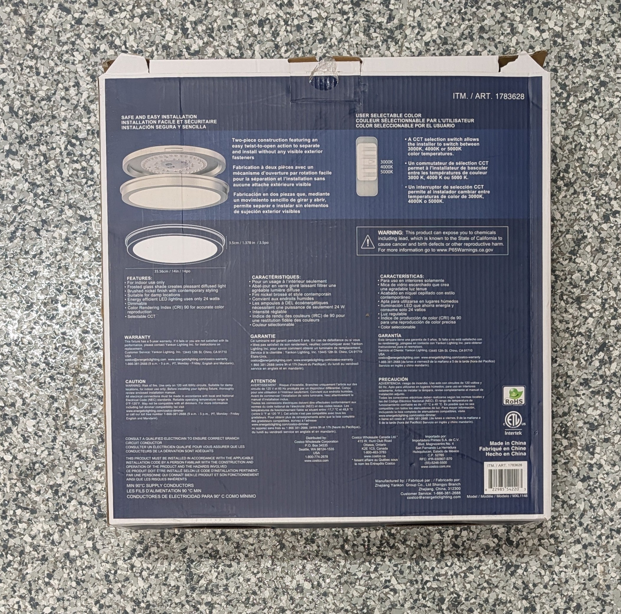 Energetic 14” Slim LED Flush Mount Light Fixture