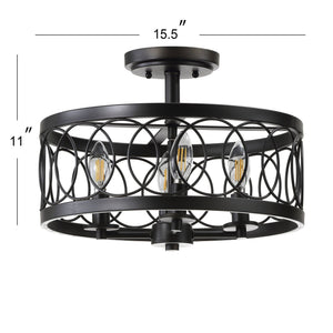 JONATHAN Y Sylvain 15.5" Metal LED Semi Mount 1 - Light 15.5 - in Oil Rubbed Bronze LED Semi Flush Mount Light - Stu's Home Improvement Outlet