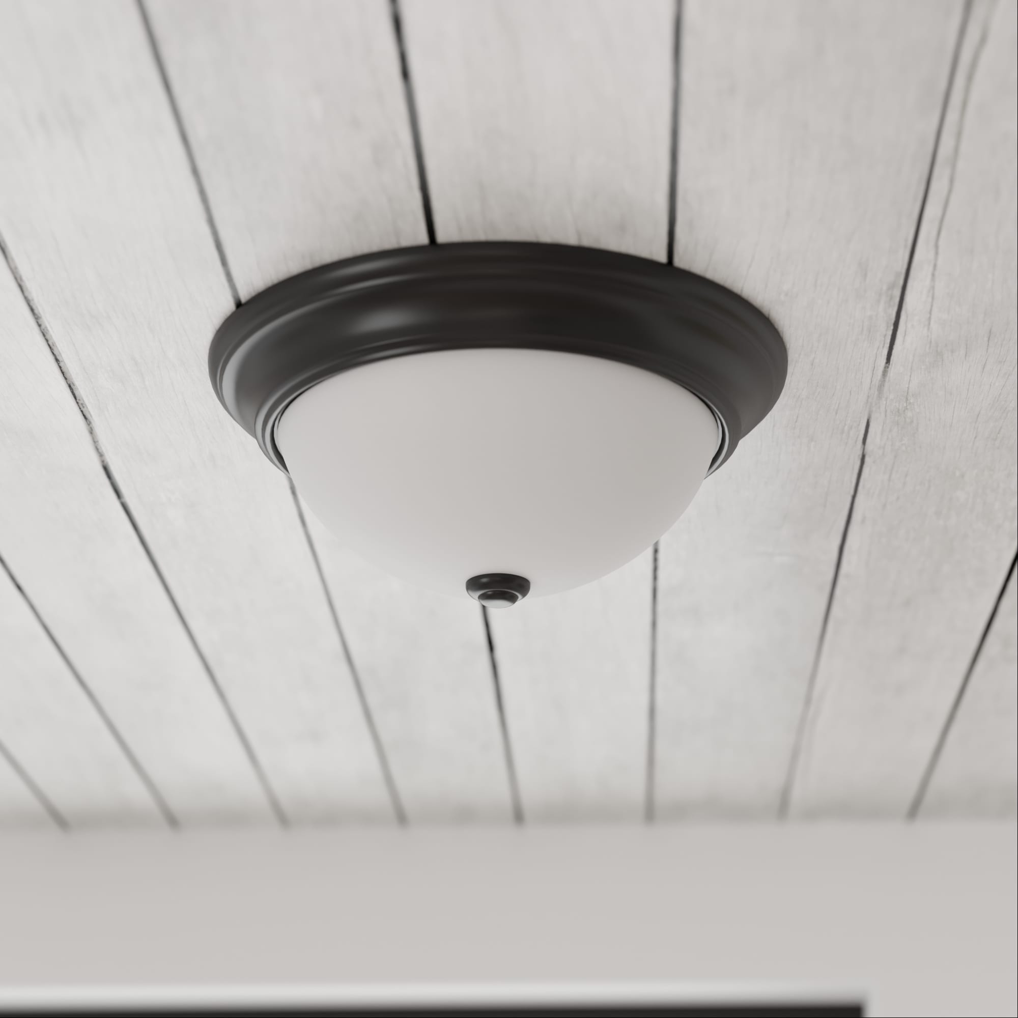 Project Source 2-Light 13-in Matte Bronze Led Flush Mount Light