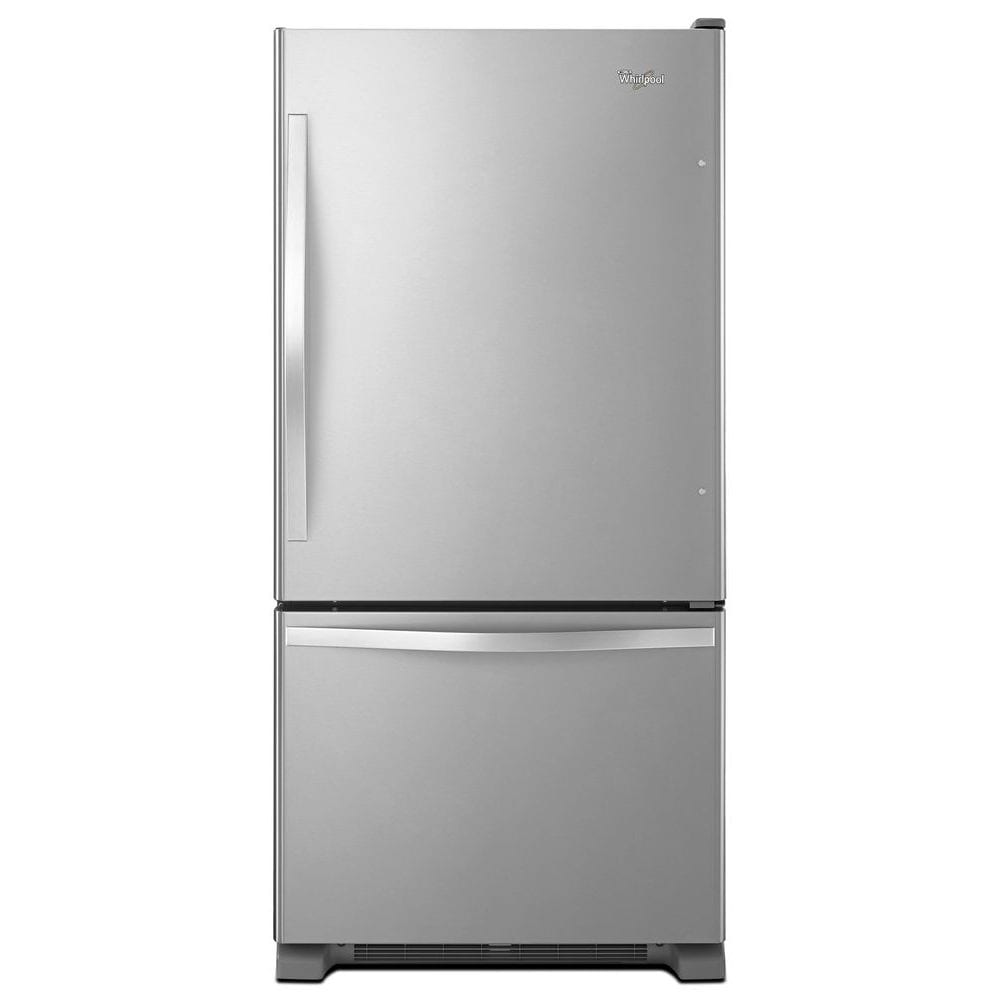 Whirlpool 22.07-cu ft Bottom-Freezer Refrigerator with Ice Maker (Stainless Steel) ENERGY STAR (WRB322DMBM)