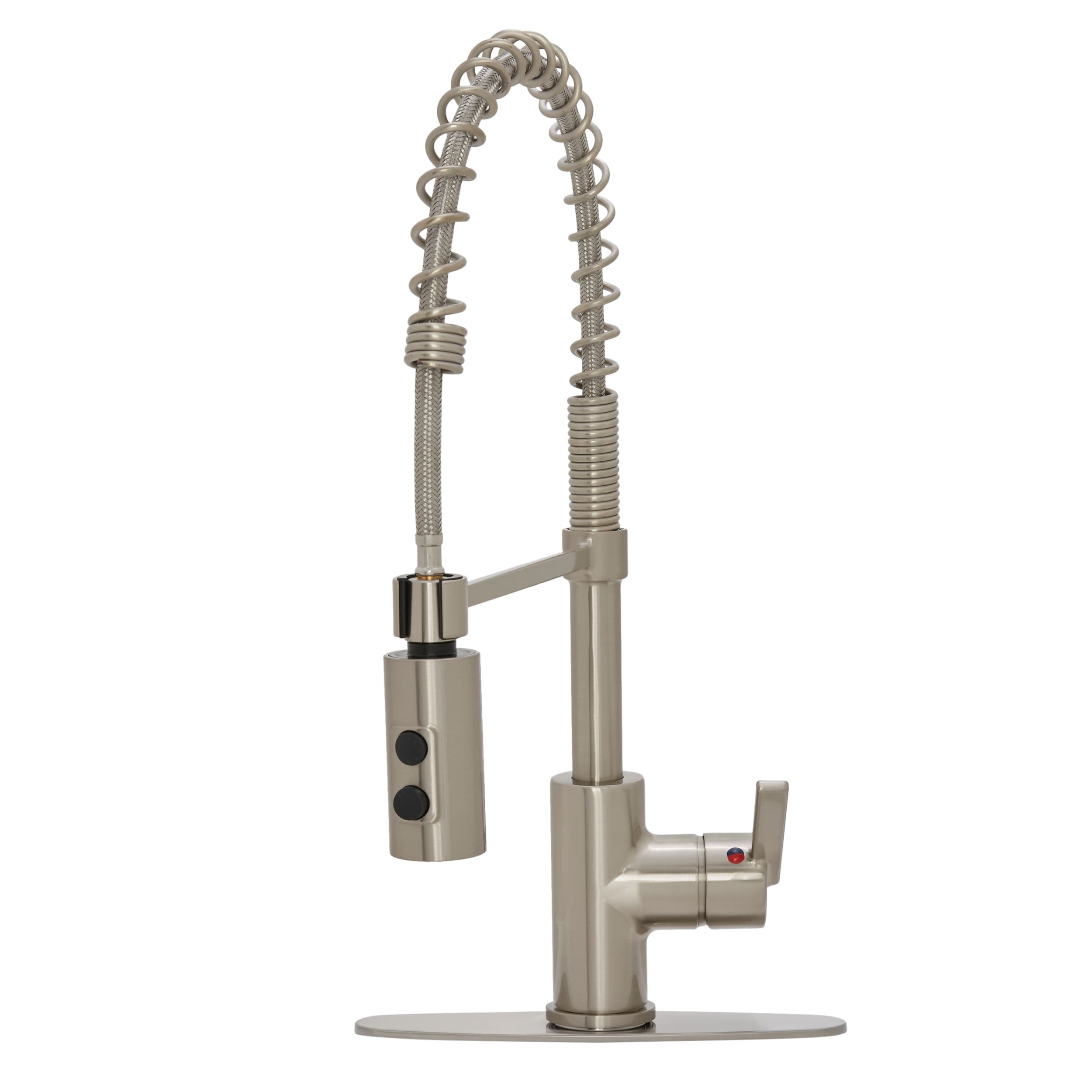 Project Source Flynt Stainless Steel Single Handle Pull-down Kitchen Faucet with Sprayer (Deck Plate Included)