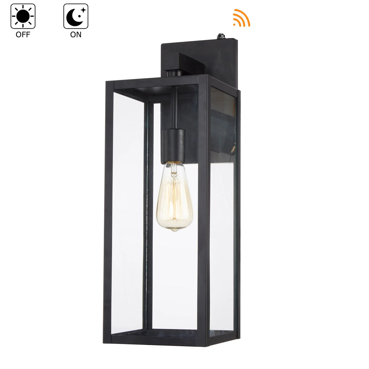 Hukoro 1-Light 21-in H Matte Black Dusk to Dawn Outdoor Wall Light
