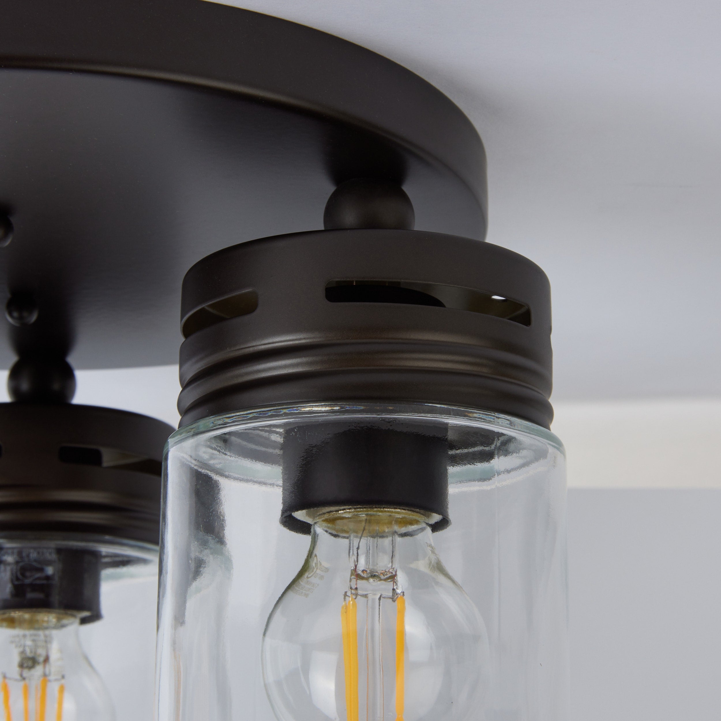 allen + roth Vallymede 3-Light 12-in Aged Bronze Incandescent Flush Mount Light