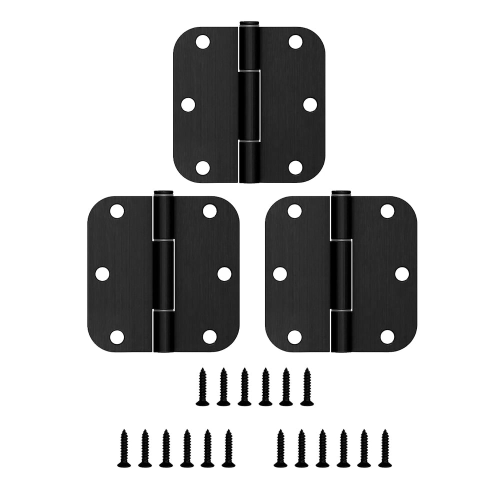 RELIABILT No-Squeak 3-1/2-in H x 5/8-in Radius Matte Black Mortise Interior/Exterior Door Hinge