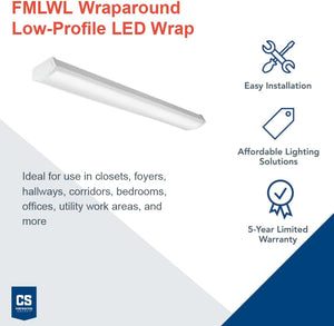Lithonia Lighting FMLWL 48 840 4 ft. White LED Wraparound Flushmount, 4000K - Stu's Home Improvement Outlet