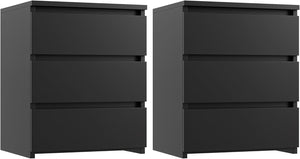 FOTOSOK Nightstand Set of 2 Black Nightstand with 3 Drawers, Black Bedside Table Night Stand for Bedroom with Cut - Out Handle, Sofa Side Table 3 Drawer Nightstand for Bedroom, 17.7W*15D*21.7H - Stu's Home Improvement Outlet