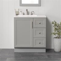 Project Source Davies 30 - in Light Gray Single Sink Bathroom Vanity with White Cultured Marble Top - Stu's Home Improvement Outlet