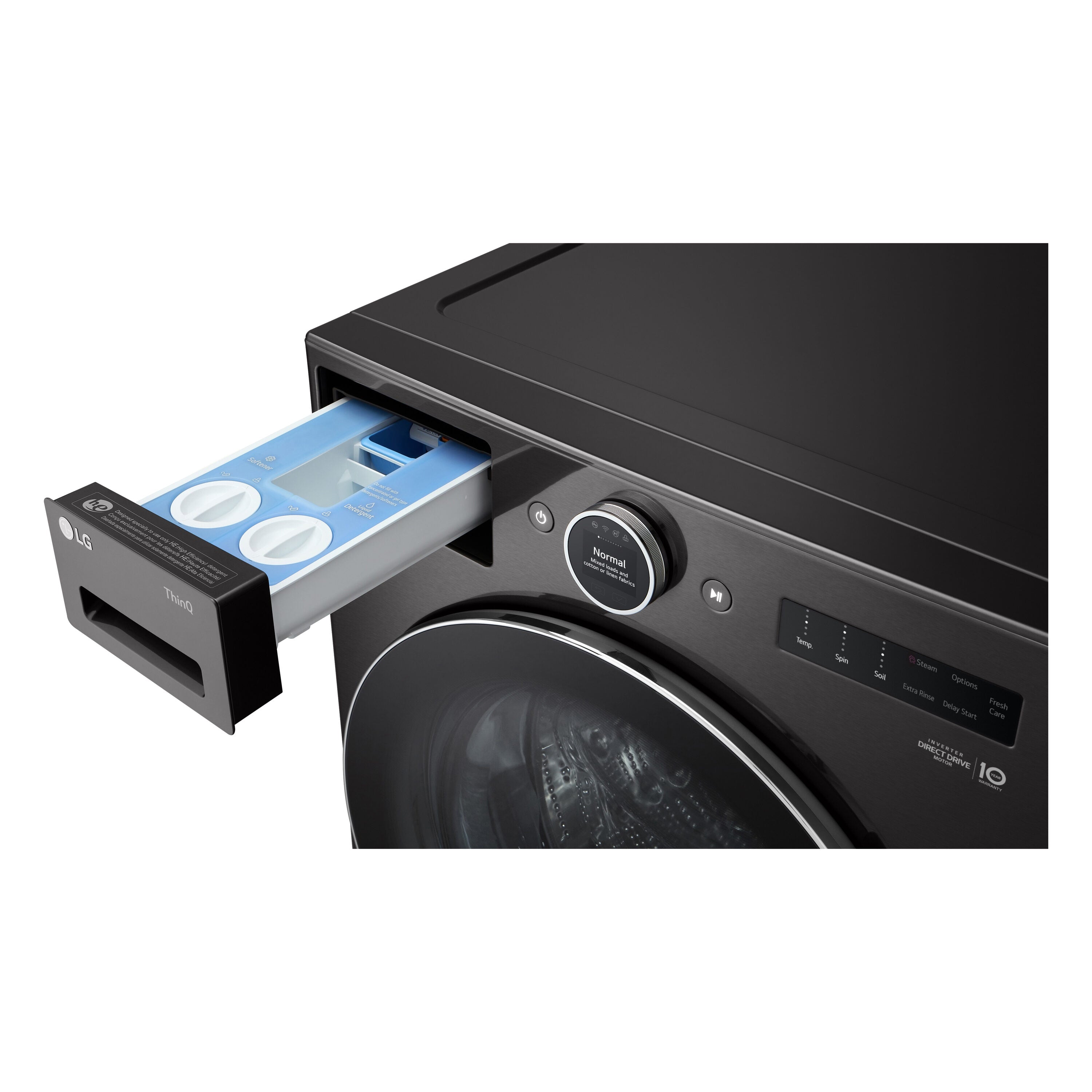 LG Stackable Steam Cycle Smart Compatible Extra Large Front-Load Washer ( Black Steel ) ENERGY STAR