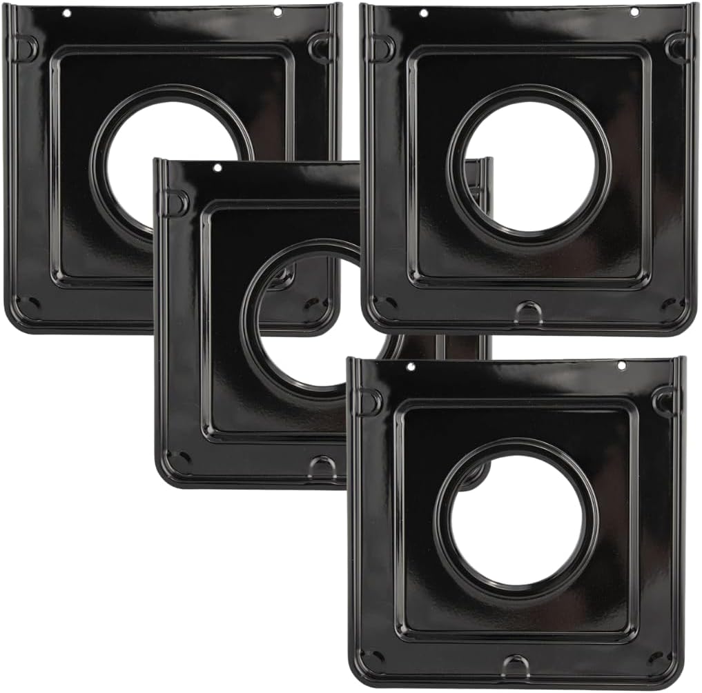 Range Kleen Style J Square Black Porcelain Drip Pans, 4-Pack