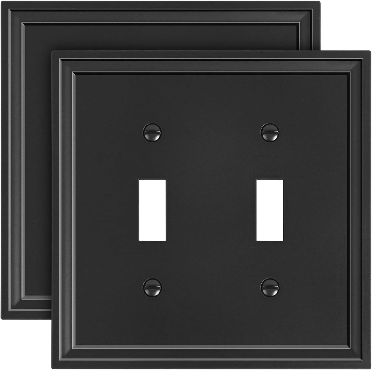 2-Pack Natural Bamboo Fiber Double Toggle Light Switch Cover Plate
