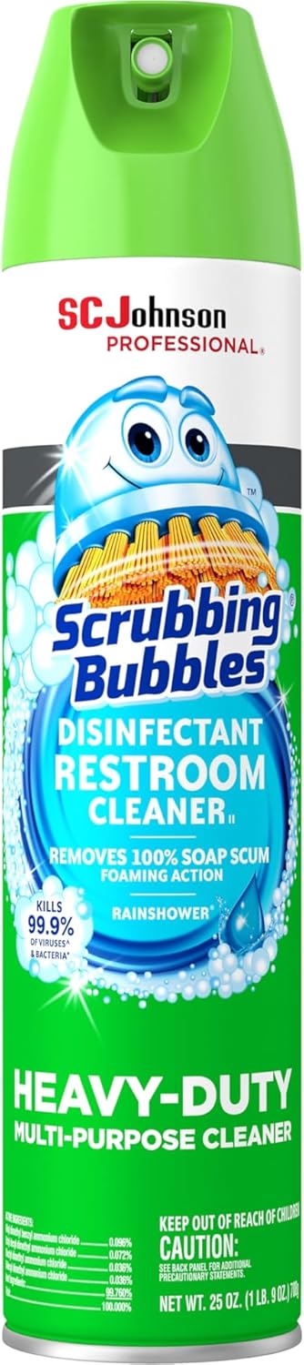 Scrubbing Bubbles Disinfectant Restroom Cleaner Ii, Rain Shower Scent, 25 Oz Aerosol Spray