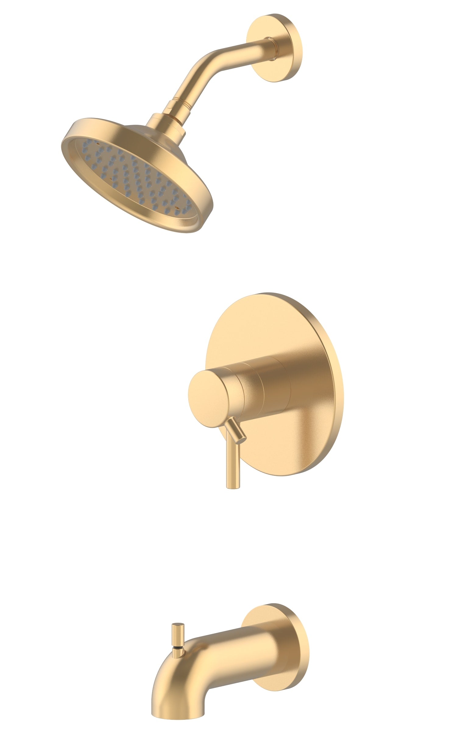 allen + roth Harlow Brushed Gold 2-handle Single Function 6-in Round Bathtub and Shower Faucet Valve Included