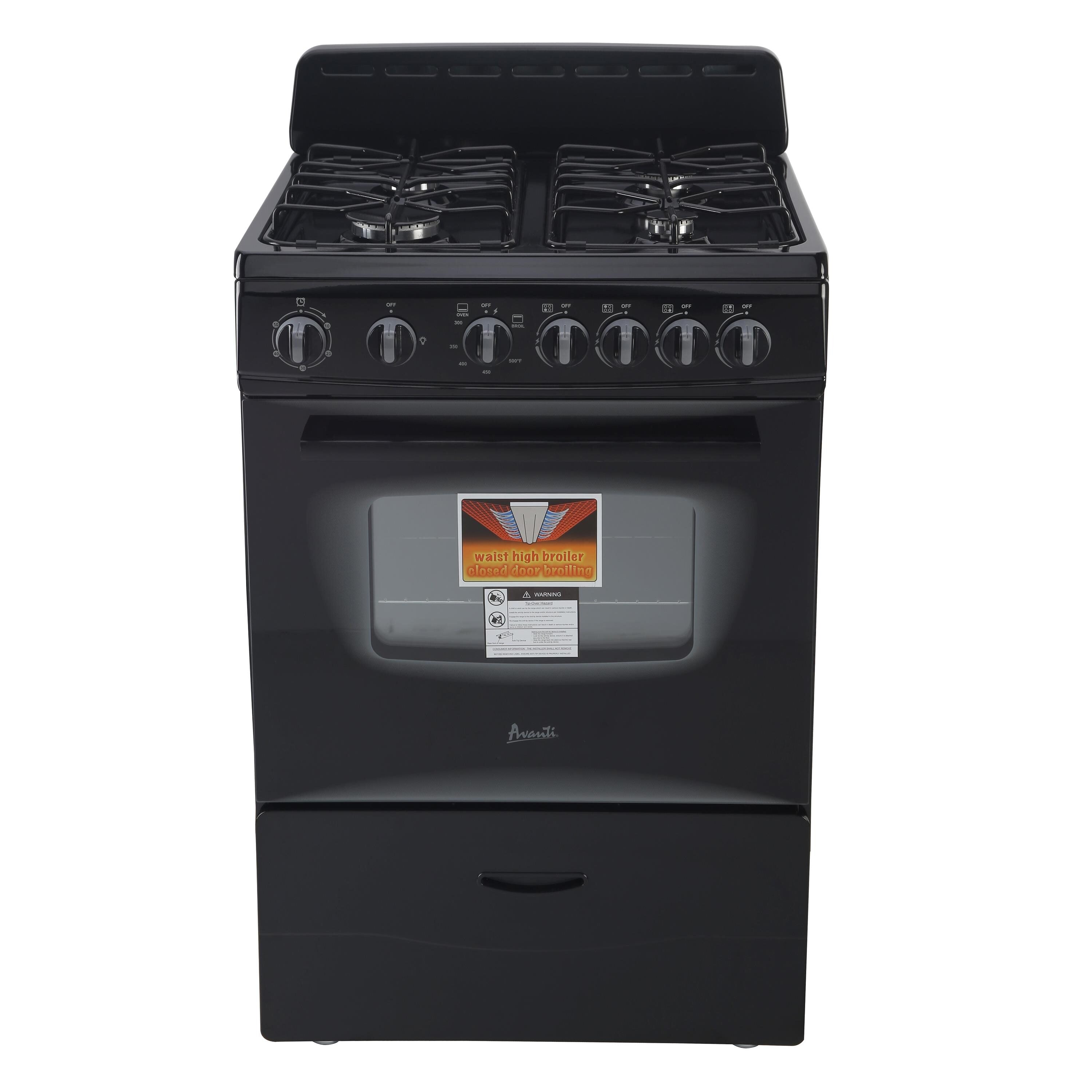 Avanti 24-in 4 Burners 2.6-cu ft Freestanding Gas Range (Black) (GR2415CB)