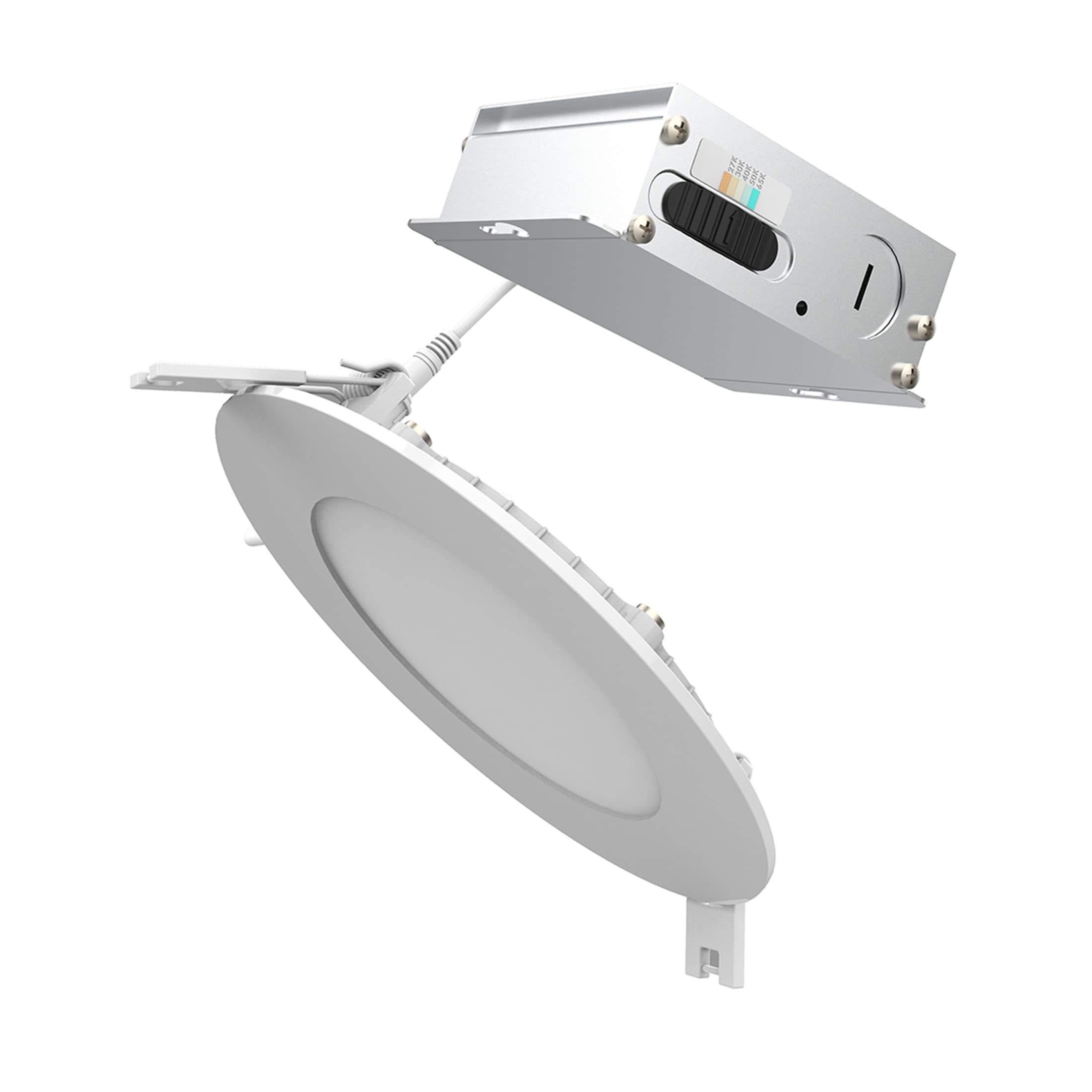 Utilitech White 4-in 540 -Lumens Switchable white Round Dimmable LED Canless Wet rated Recessed Downlight