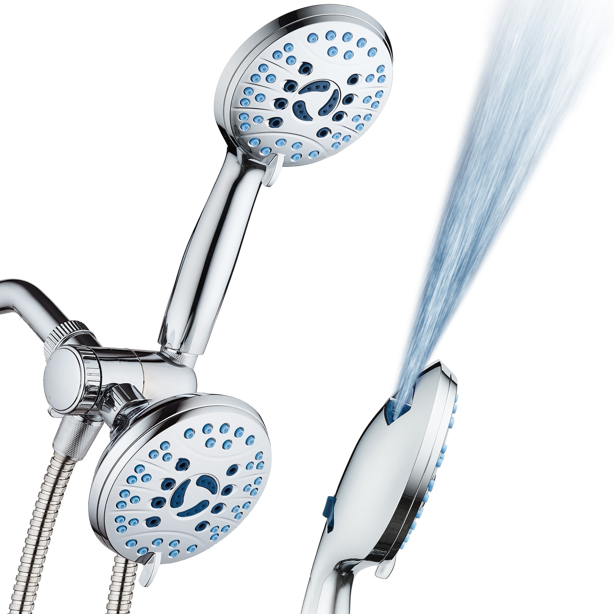 AquaCare 50-Settings Chrome 4.5-in Round Dual/Combo Shower Head 2.5 GPM