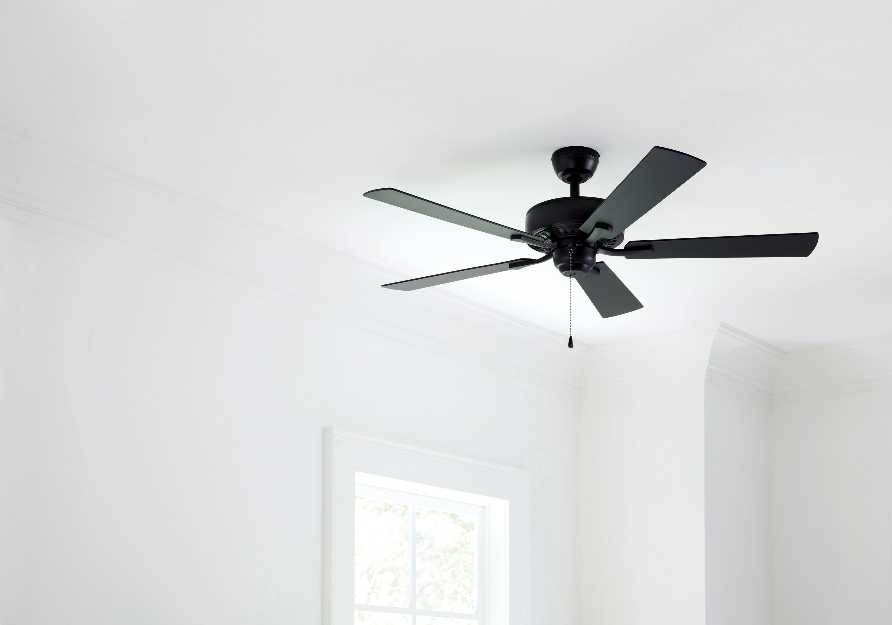 Harbor Breeze Cypress Point 52-in Matte Black with Black/Gray Oak Blades Indoor Downrod or Flush Mount Ceiling Fan Light Kit Compatible (5-Blade)