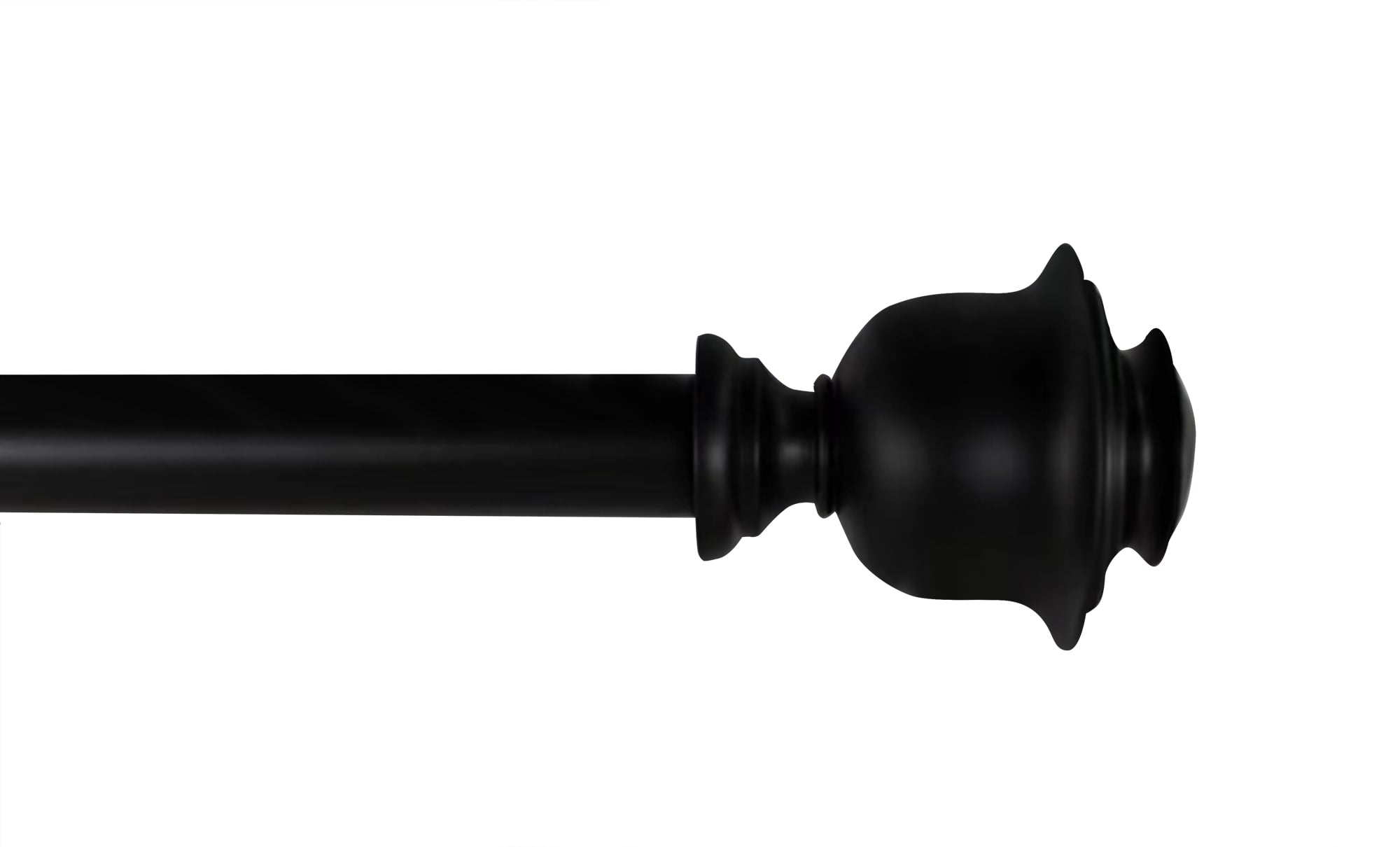 allen + roth Kirby 36-in to 72-in Matte Black Steel Single Curtain Rod with Finials