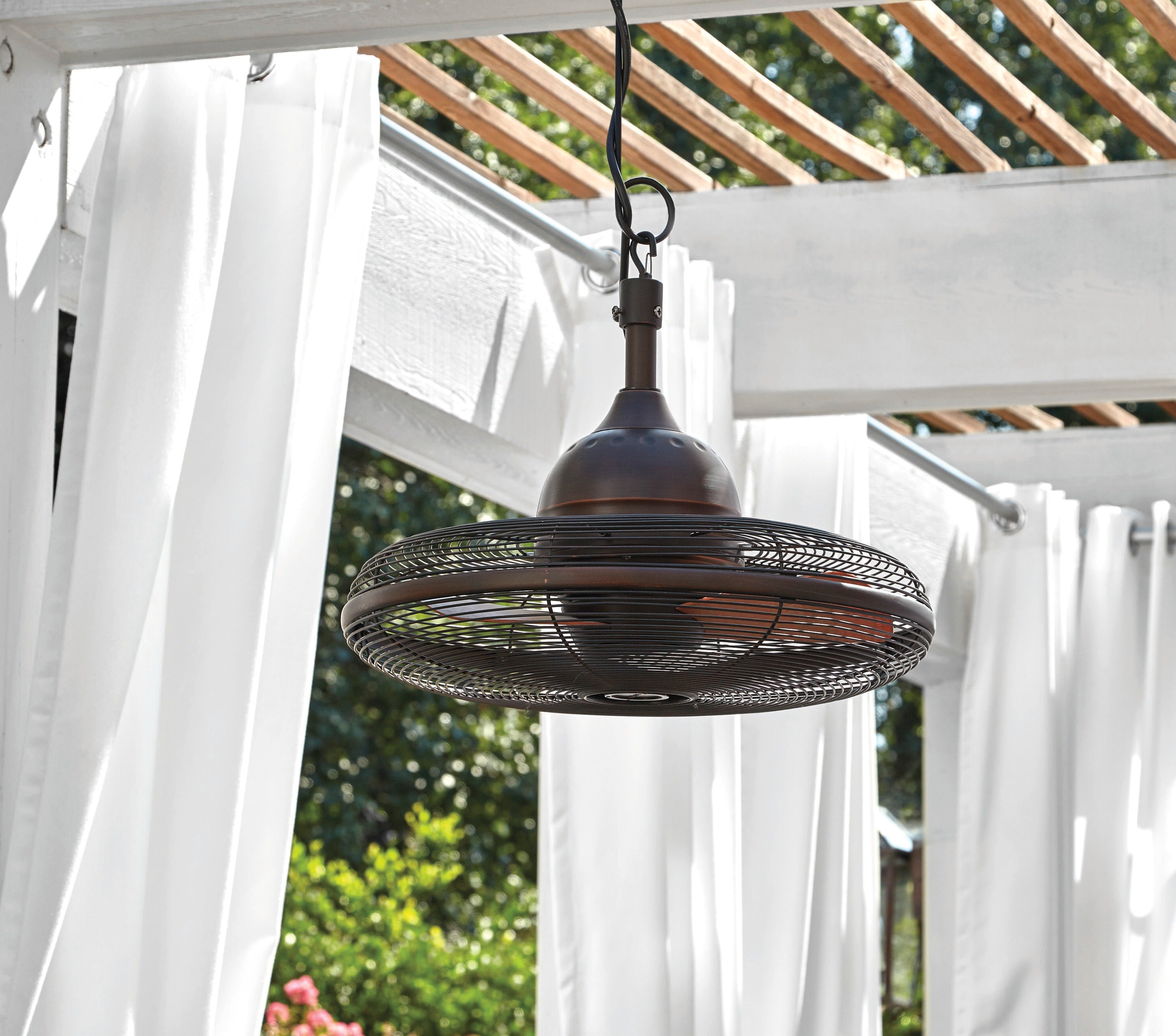 Harbor Breeze Valdosta 20-in Oil Rubbed Bronze with Cinnamon Blades Indoor/Outdoor Cage Ceiling Fan (3-Blade)
