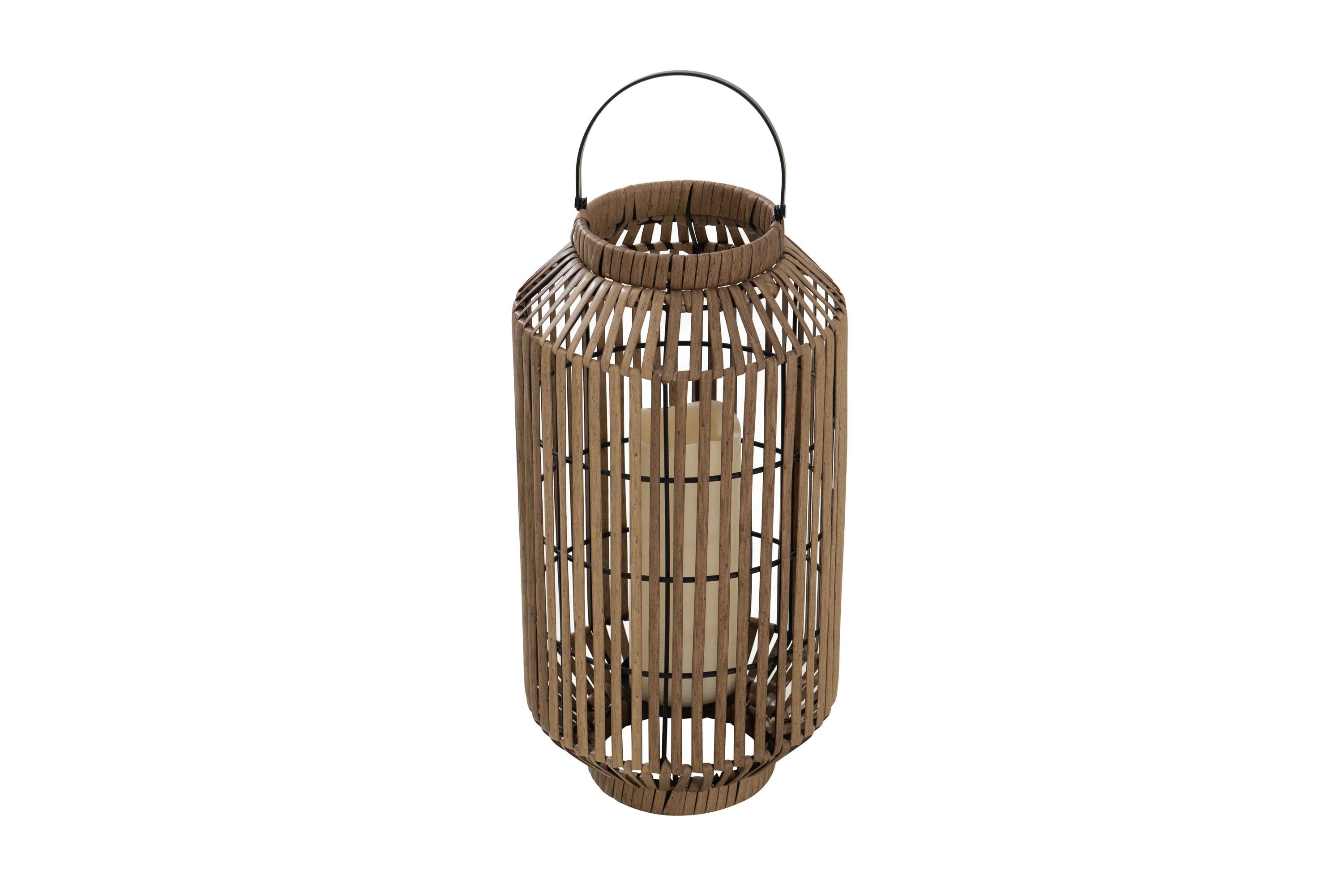Style Selections 8.5-in x 15.9-in brown Rattan LED light Outdoor Decorative Lantern