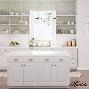 Hunter Karloff Alturas Gold Transitional Clear Glass Bell LED Mini Hanging Pendant Light - Stu's Home Improvement Outlet