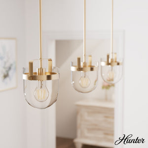 Hunter Karloff Alturas Gold Transitional Clear Glass Bell LED Mini Hanging Pendant Light - Stu's Home Improvement Outlet