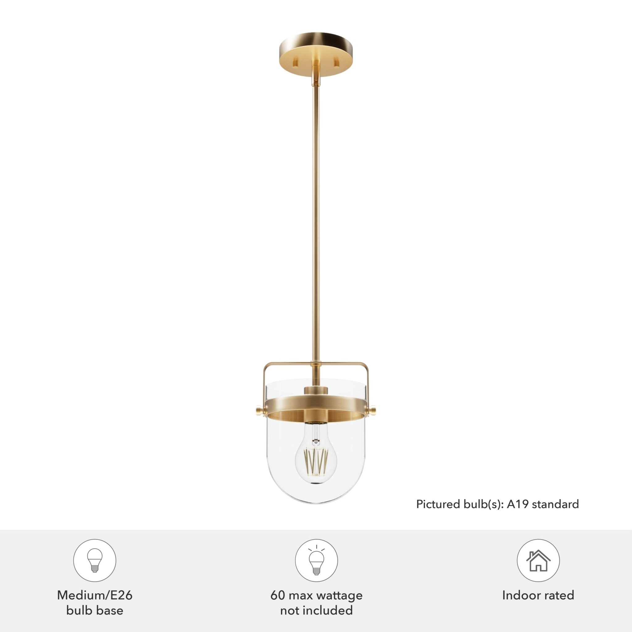 Hunter Karloff Alturas Gold Transitional Clear Glass Bell LED Mini Hanging Pendant Light - Stu's Home Improvement Outlet