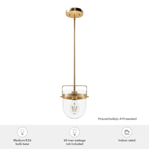 Hunter Karloff Alturas Gold Transitional Clear Glass Bell LED Mini Hanging Pendant Light - Stu's Home Improvement Outlet