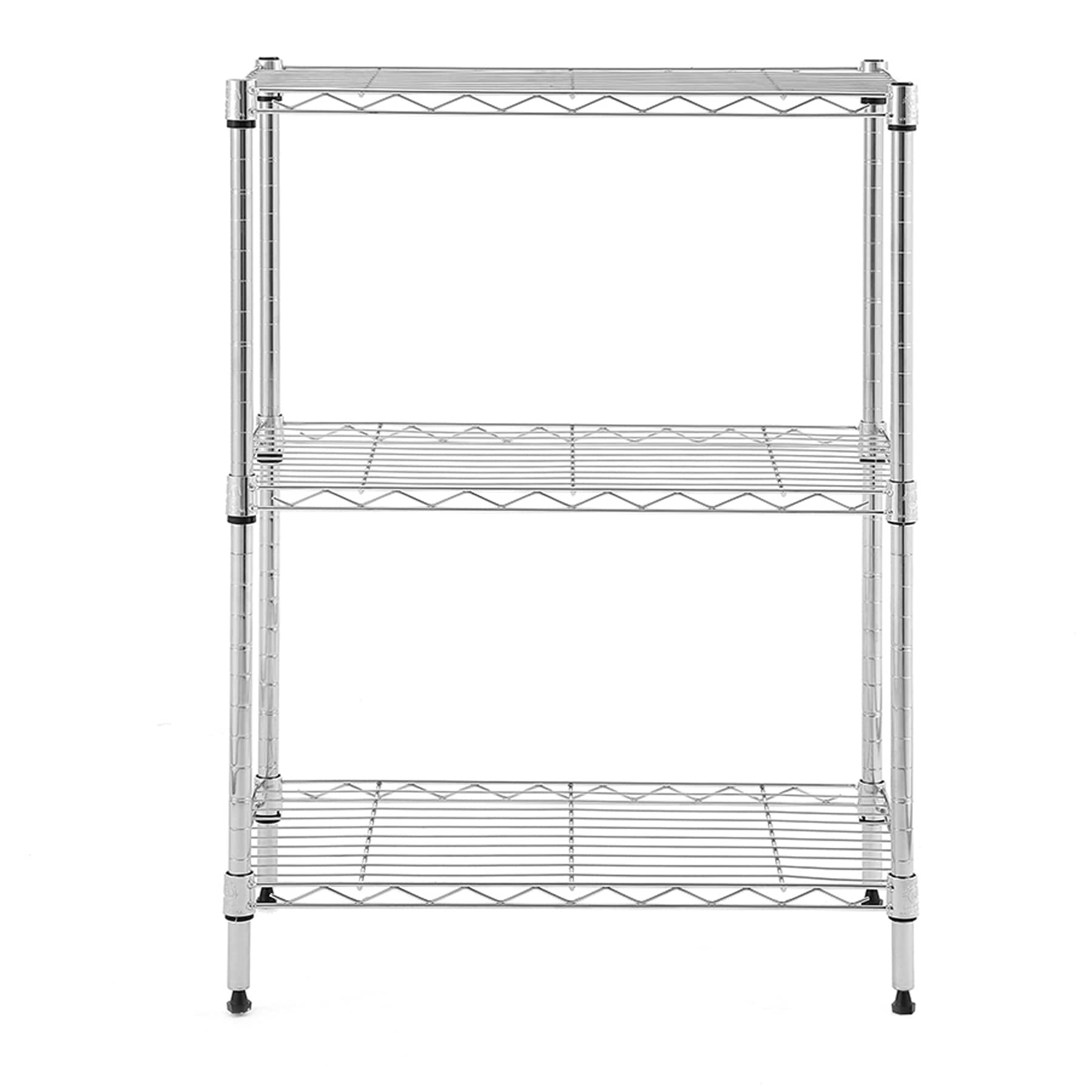 Style Selections Steel 3-Tier Utility Shelving Unit (23-in W x 13.4-in D x 30.5-in H), Chrome, (160-lb Capacity Per Shelf)
