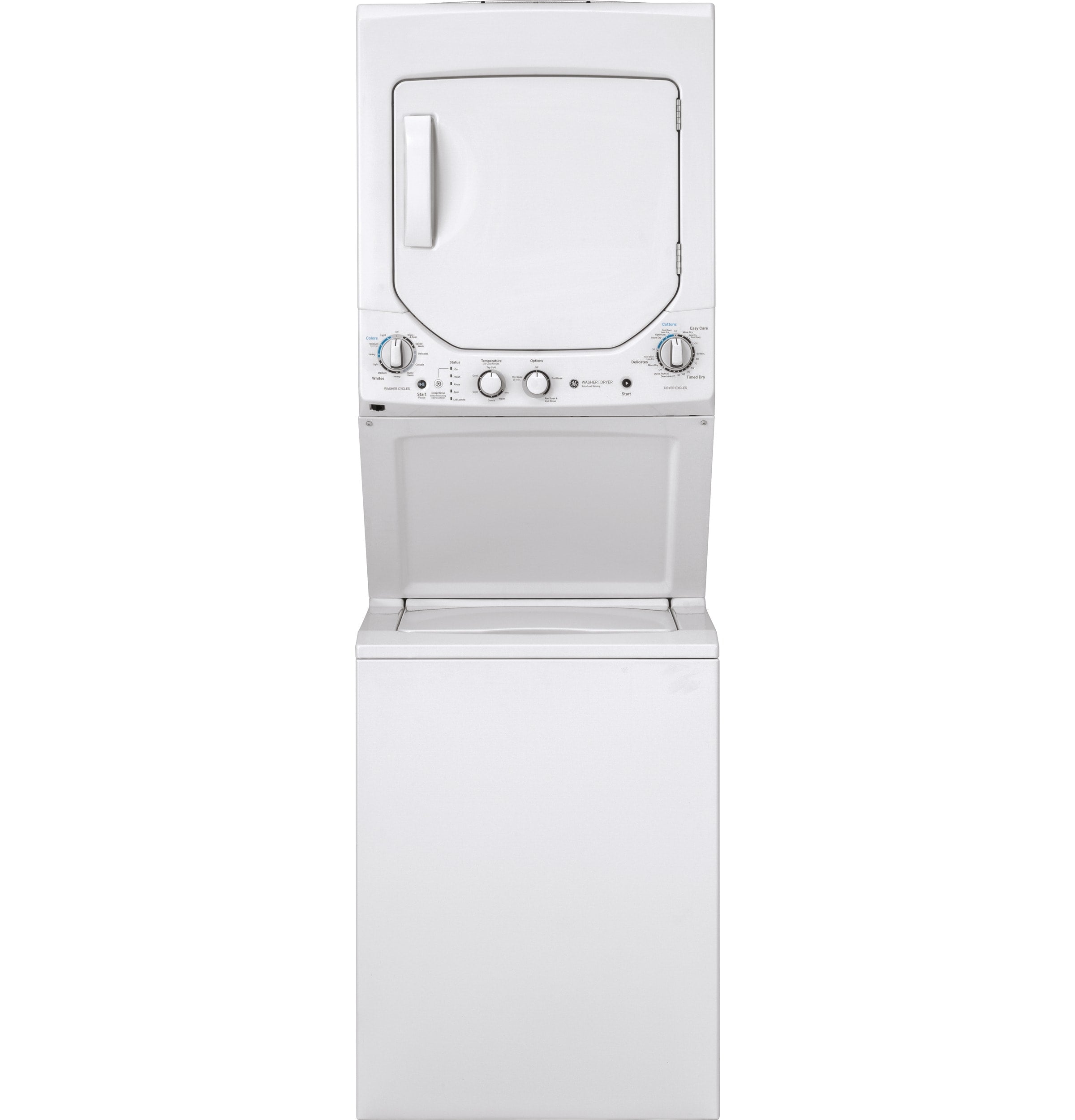 GE Gas Stacked Laundry Center with 2.3-cu ft Washer and 4.4-cu ft Dryer (GUD24GSSMWW)