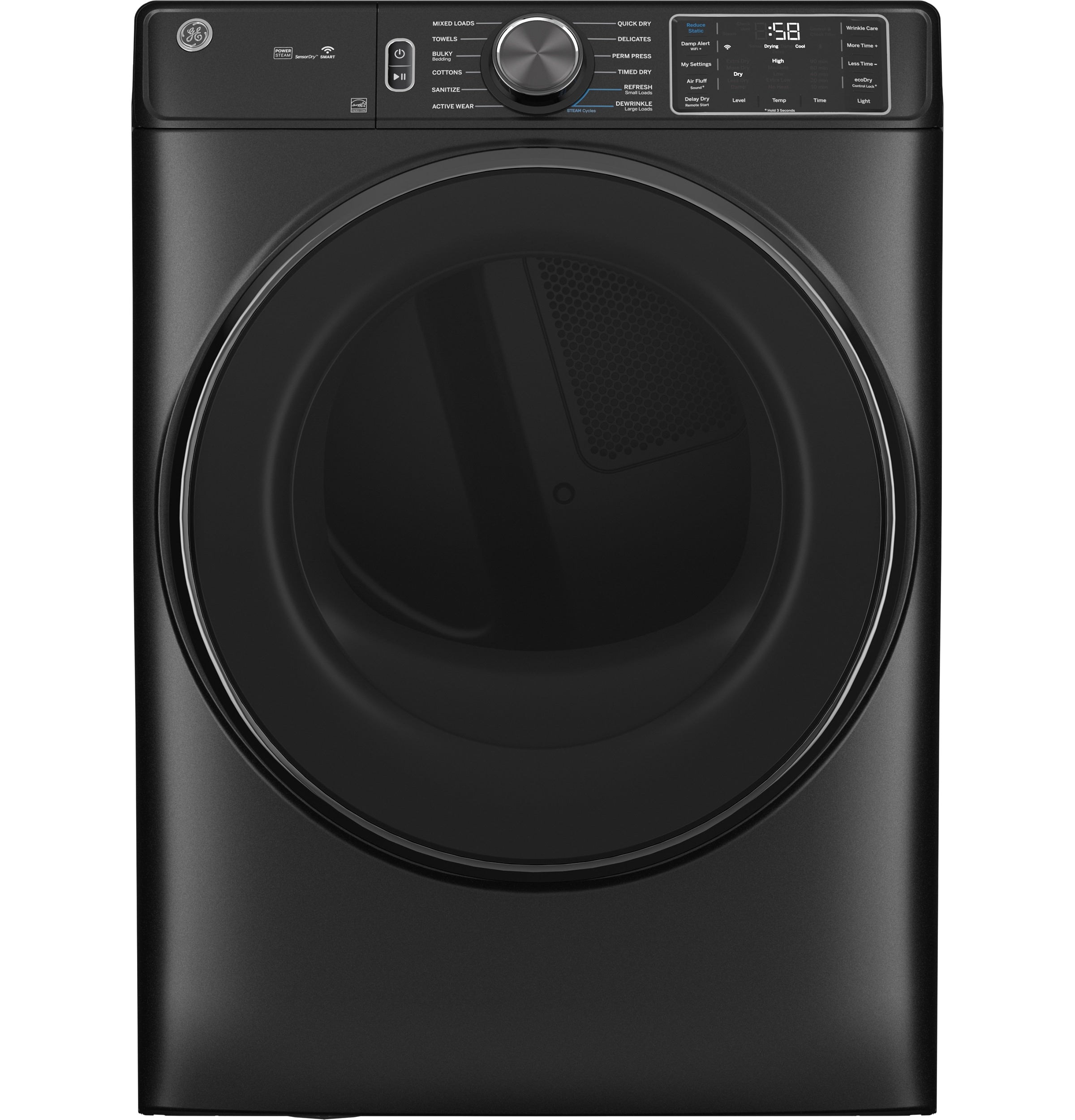 GE 7.8-cu ft Stackable Steam Cycle Vented Electric Dryer (Carbon Graphite) ENERGY STAR (GFD65ESPVDS)