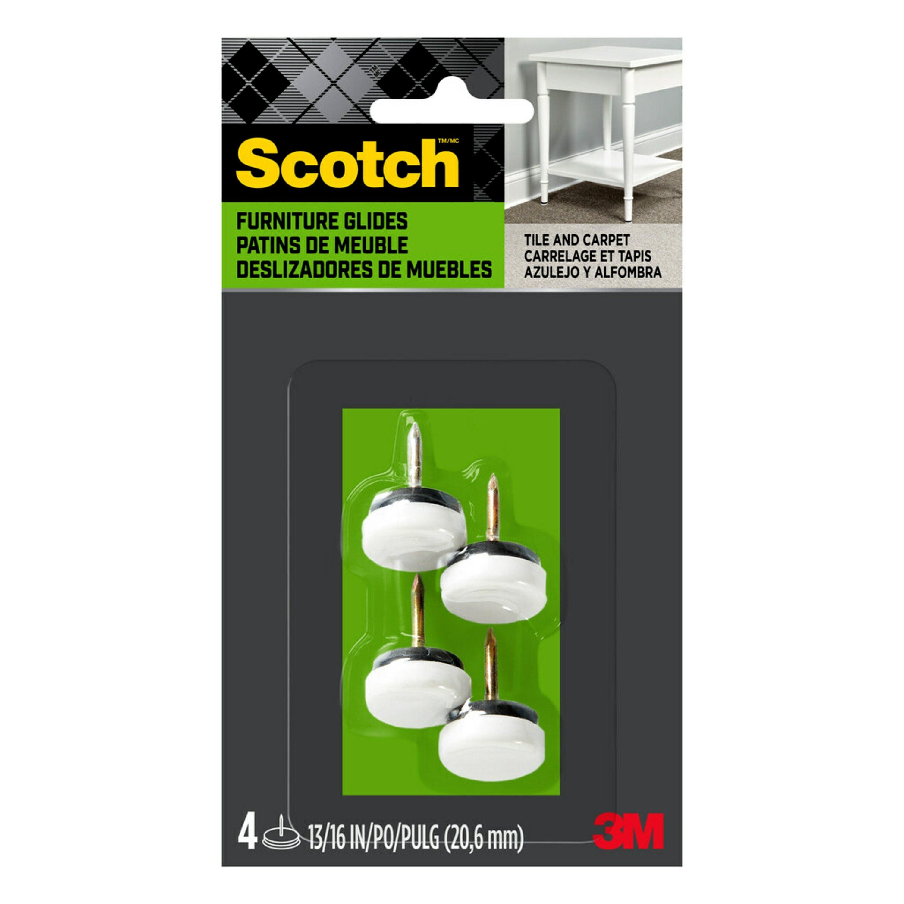 Scotch 4-Pack 7/8 In White Plastic Chair Leg Glides
