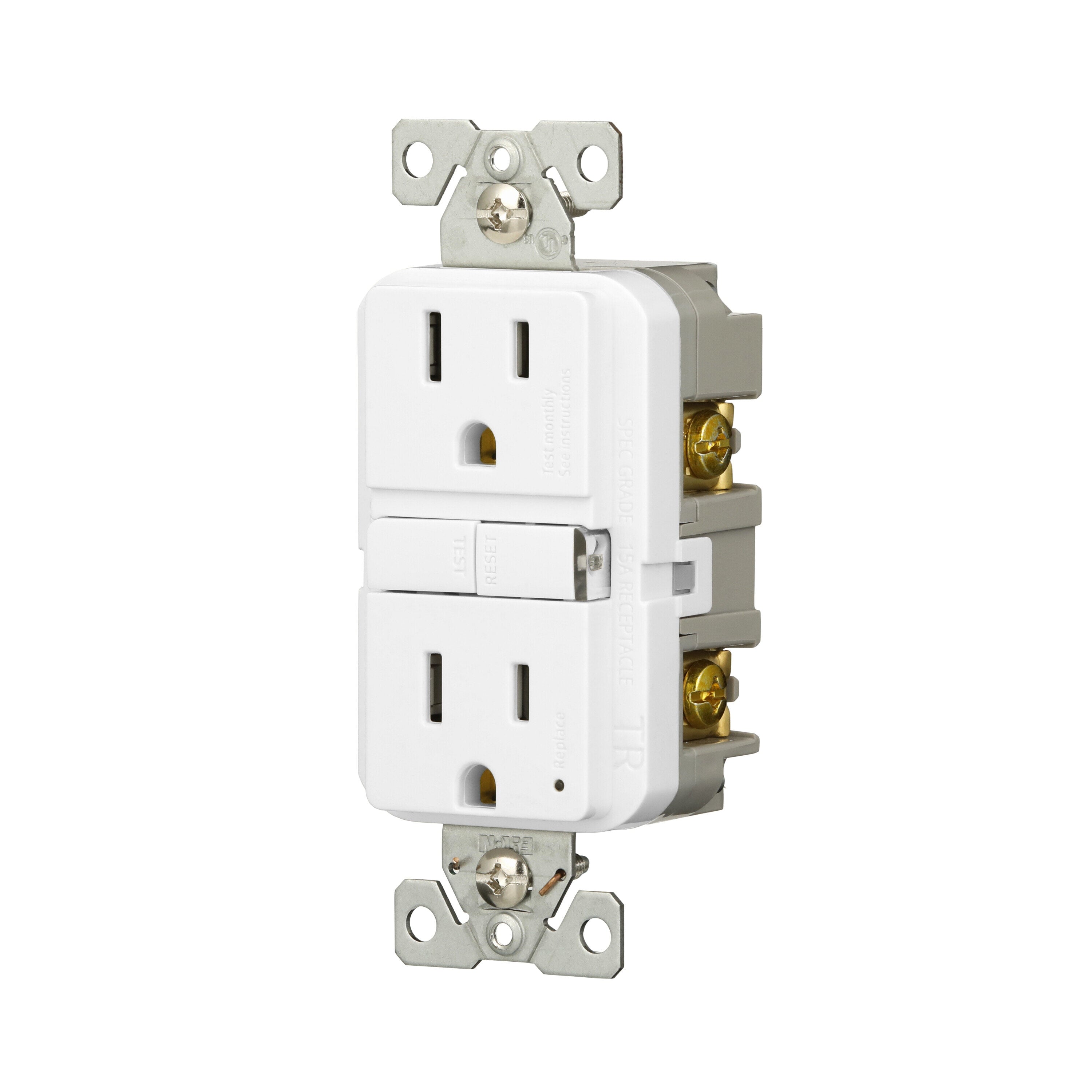 Eaton 15-Amp 125-volt Tamper Resistant GFCI Residential Decorator Outlet, White (3-Pack)