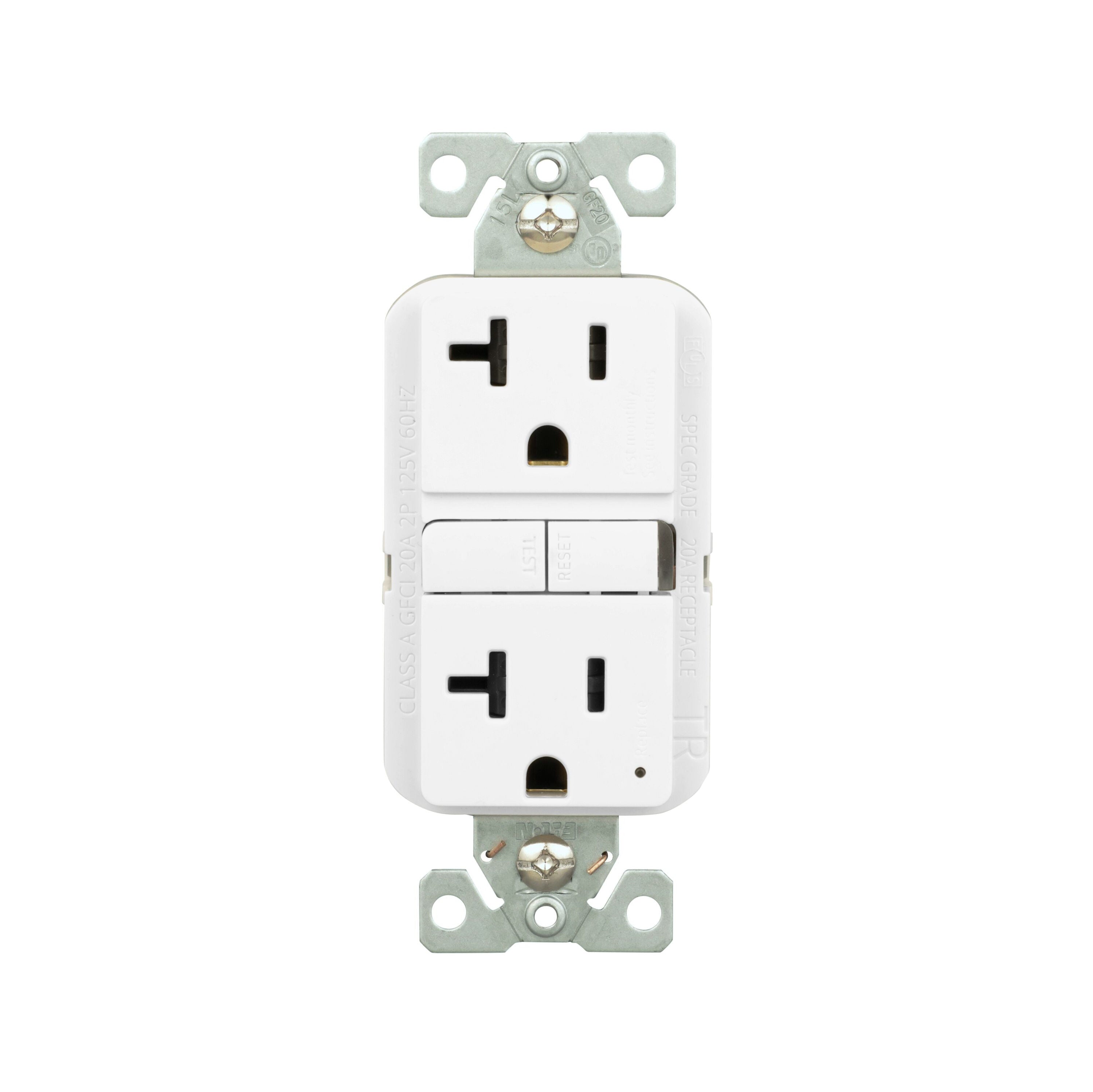 Eaton 20-Amp 125-volt Tamper Resistant GFCI Residential Decorator Outlet, White