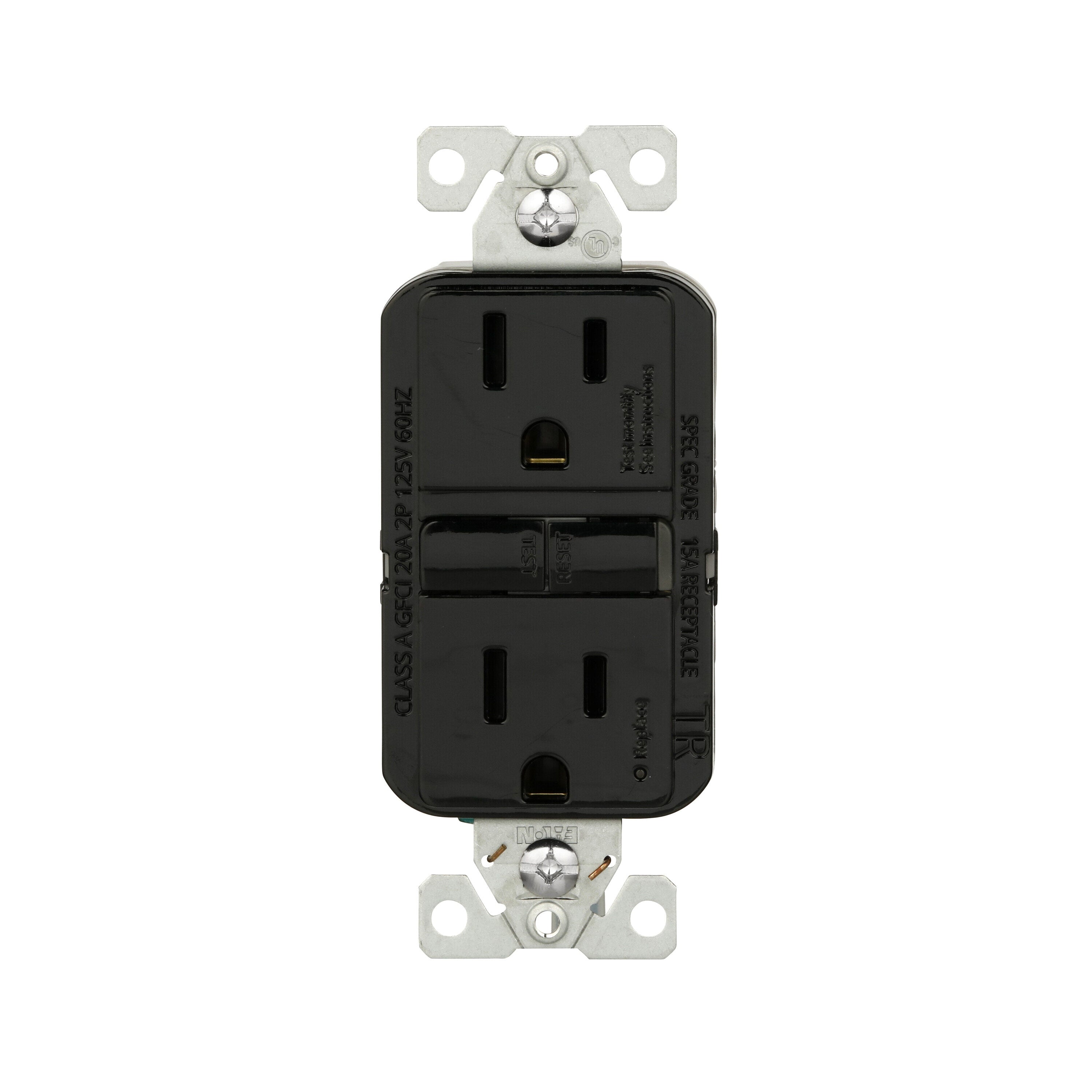 Eaton 15-Amp 125-volt Tamper Resistant GFCI Residential Decorator Outlet, Black