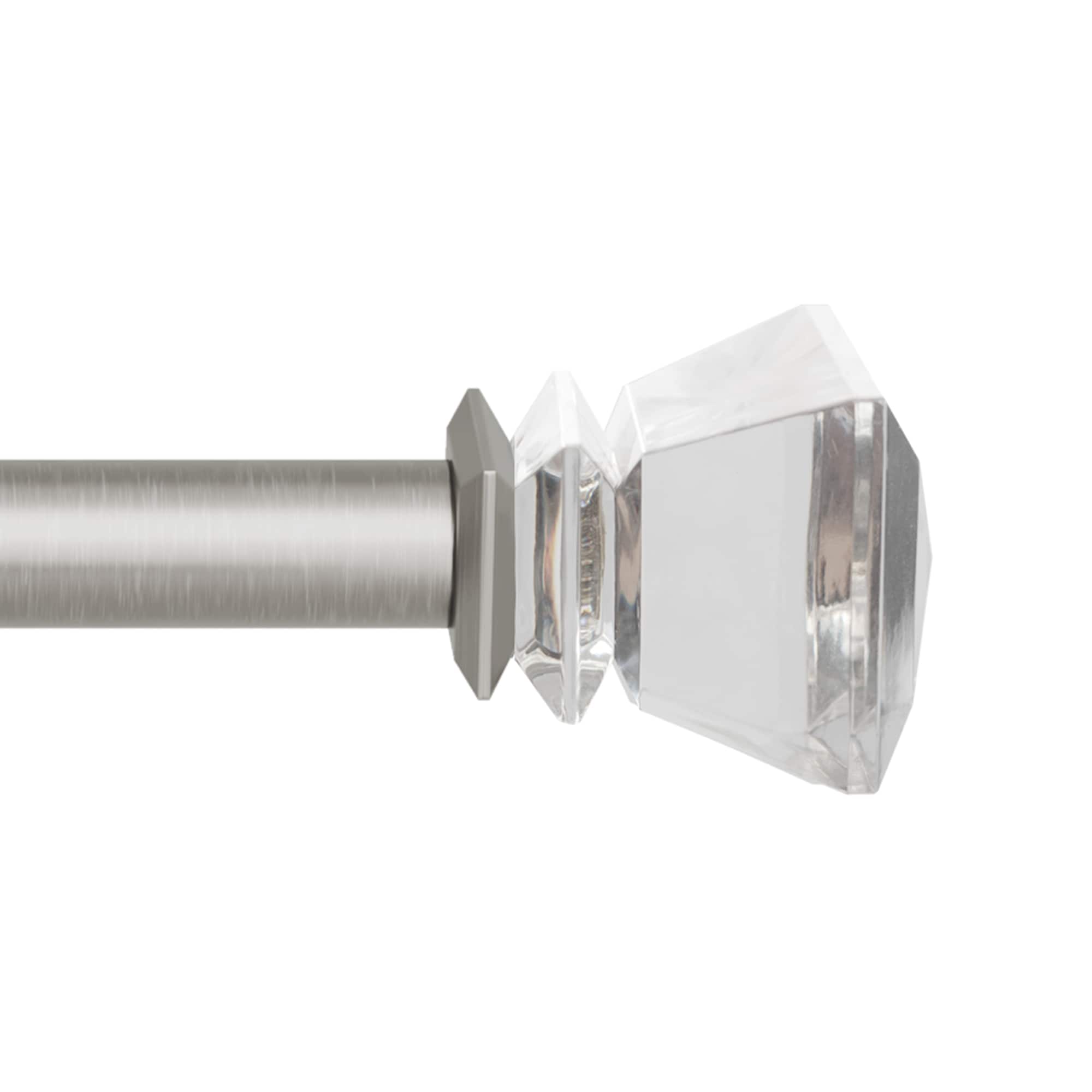 allen + roth Bexley 36-in to 72-in Brushed Nickel Steel Single Curtain Rod with Finials