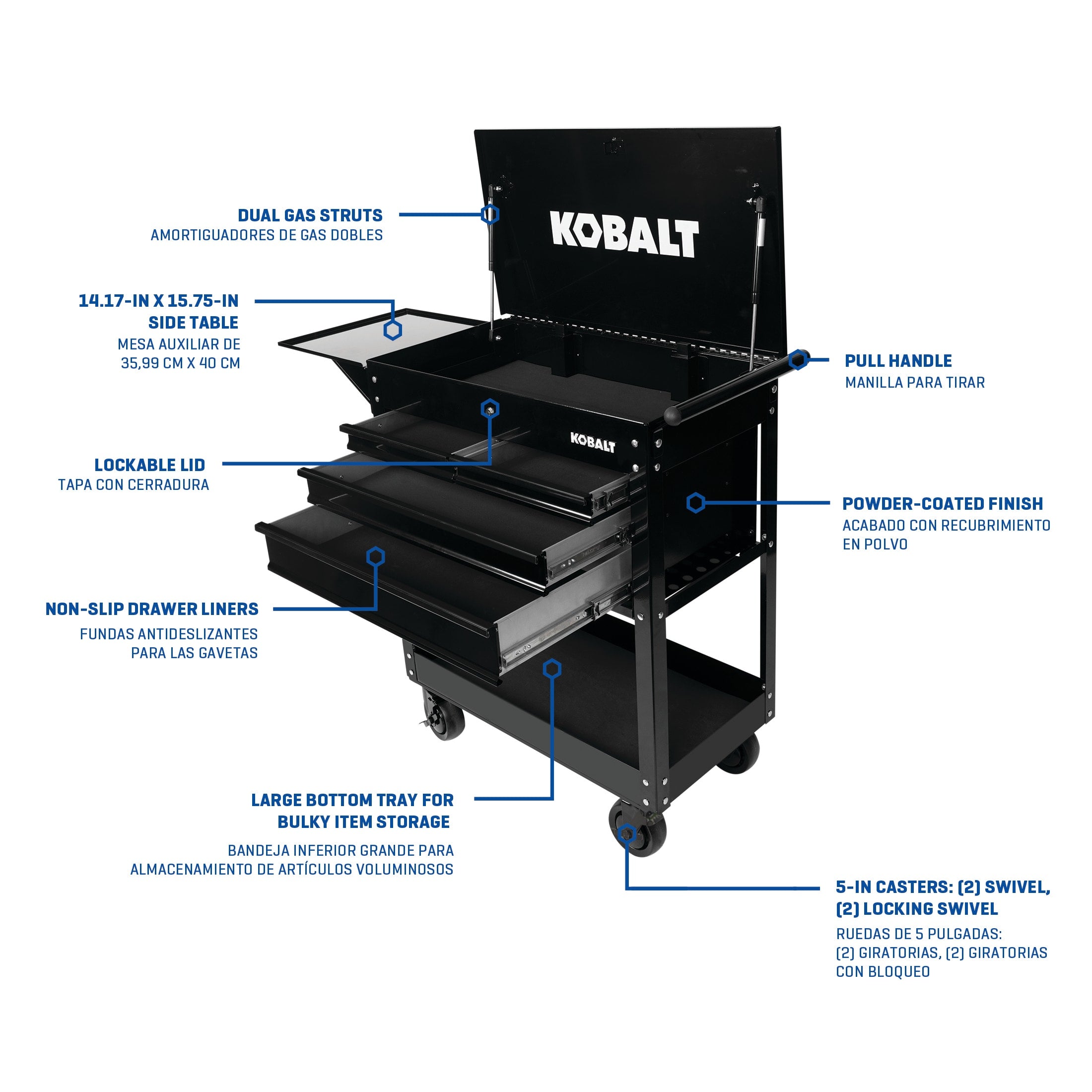 Kobalt 35-in W x 37.5-in H 4 -Drawer Steel Rolling Tool Cabinet ( Black )