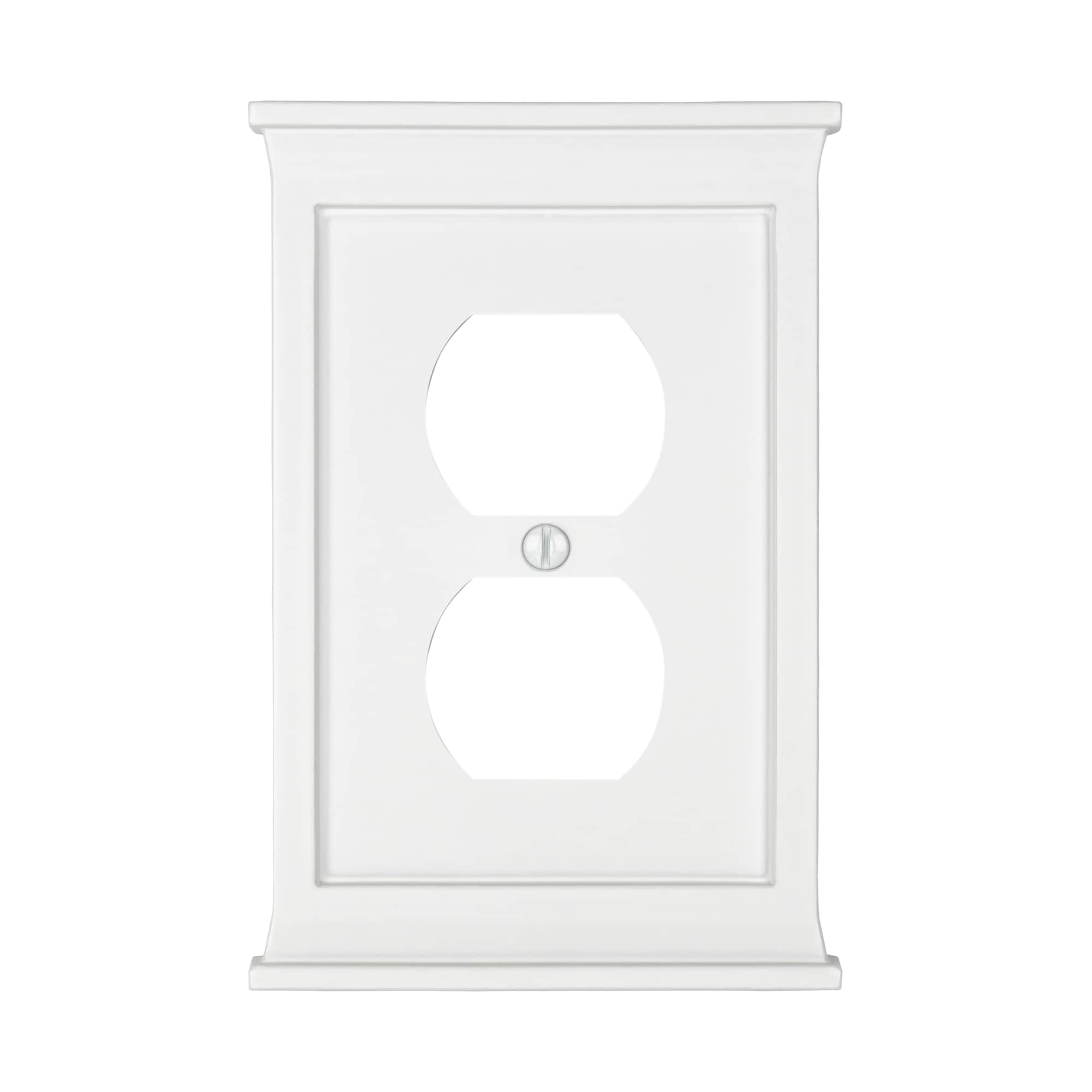 allen + roth Capitol 1-Gang Standard Size White Composite Wood Indoor Duplex Wall Plate