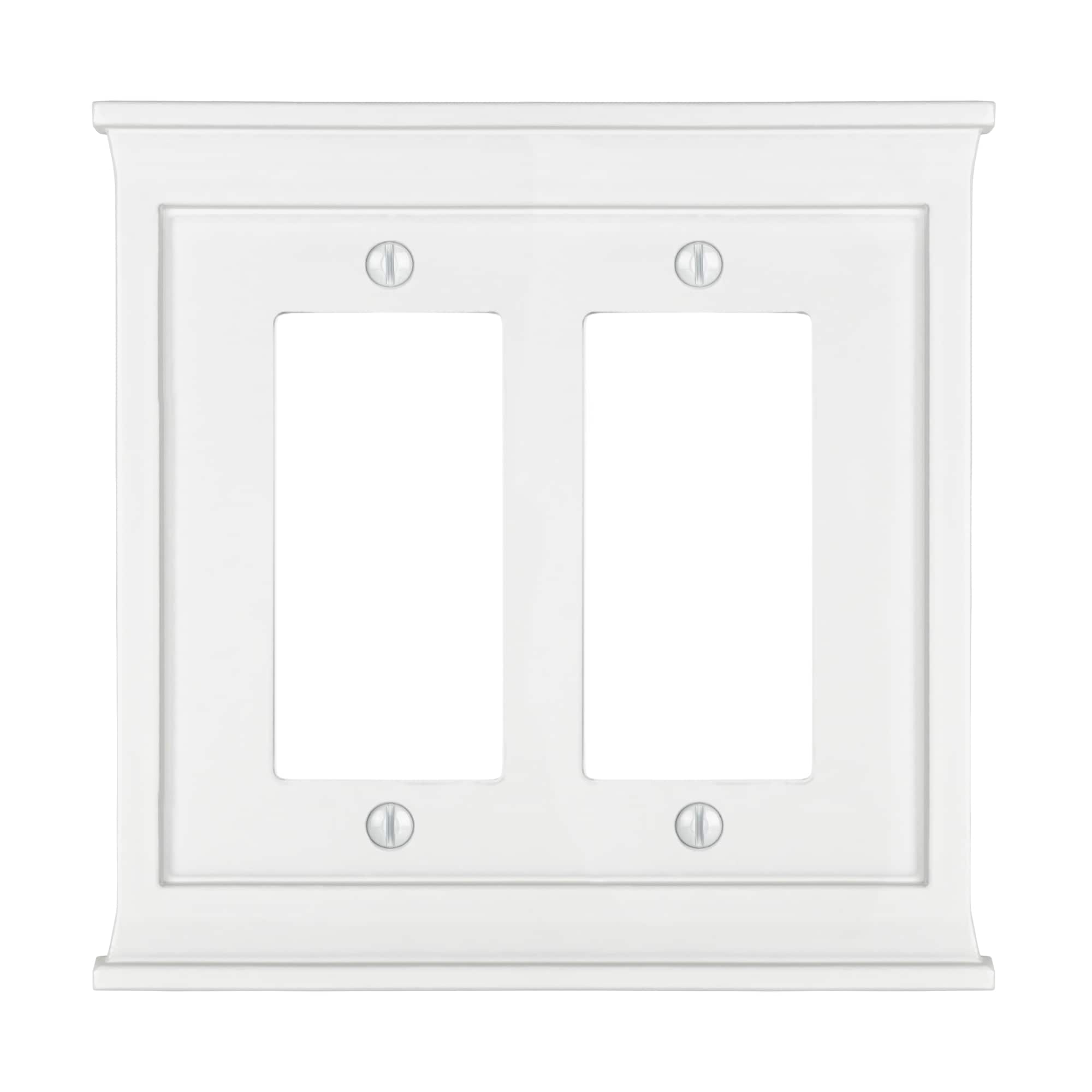 allen + roth Capitol 2-Gang Standard Size White Composite Wood Indoor Decorator Wall Plate