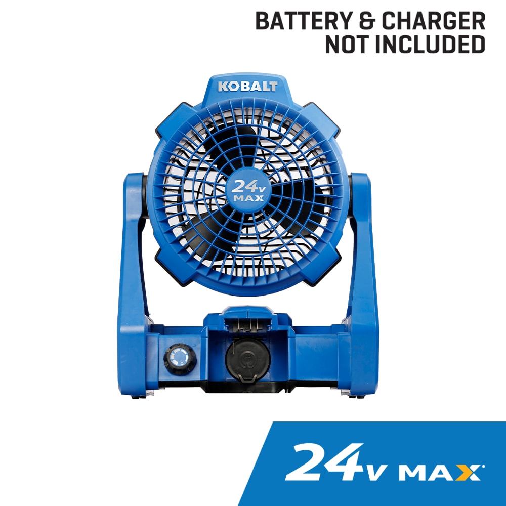 Kobalt 7-in 24-Volt 5-Speed High Velocity Indoor/Outdoor Blue Personal Fan (Battery and Charger Not Included)