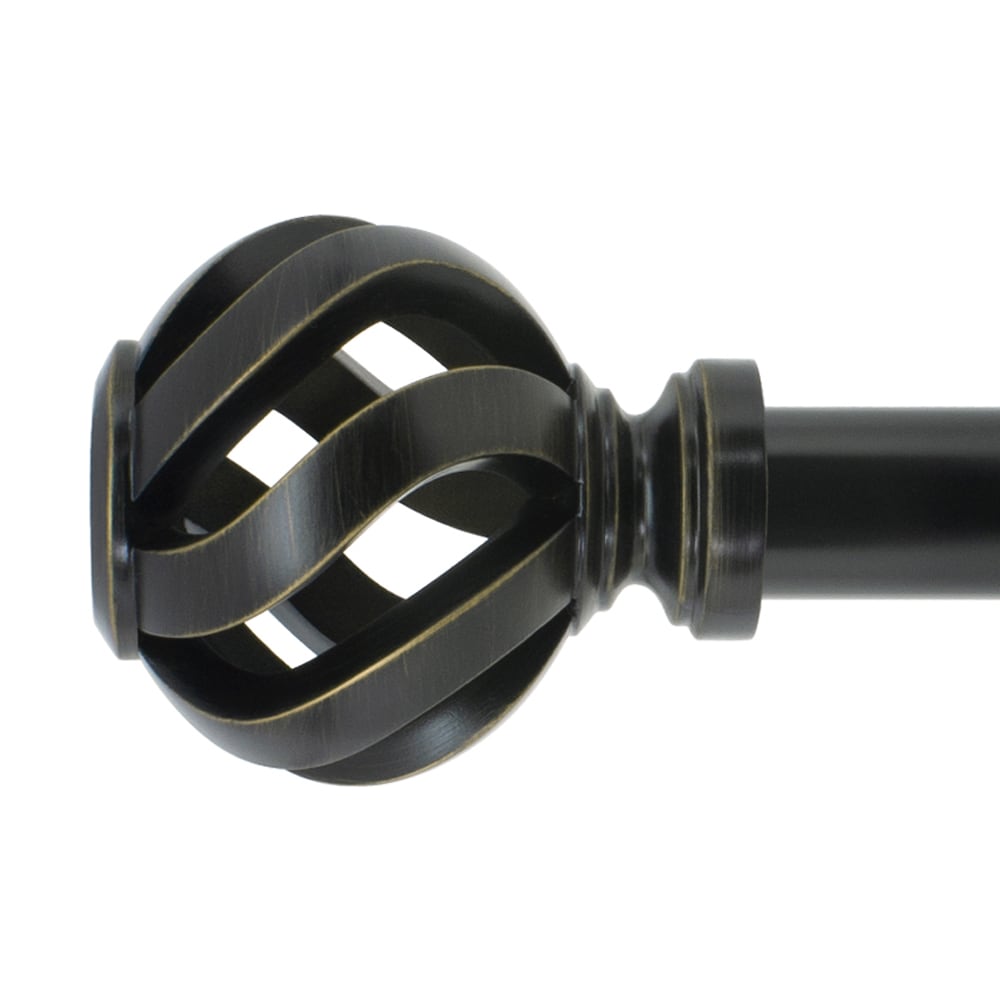 allen + roth 72-in to 144-in Gloss Venetian Gold Steel Single Curtain Rod with Finials