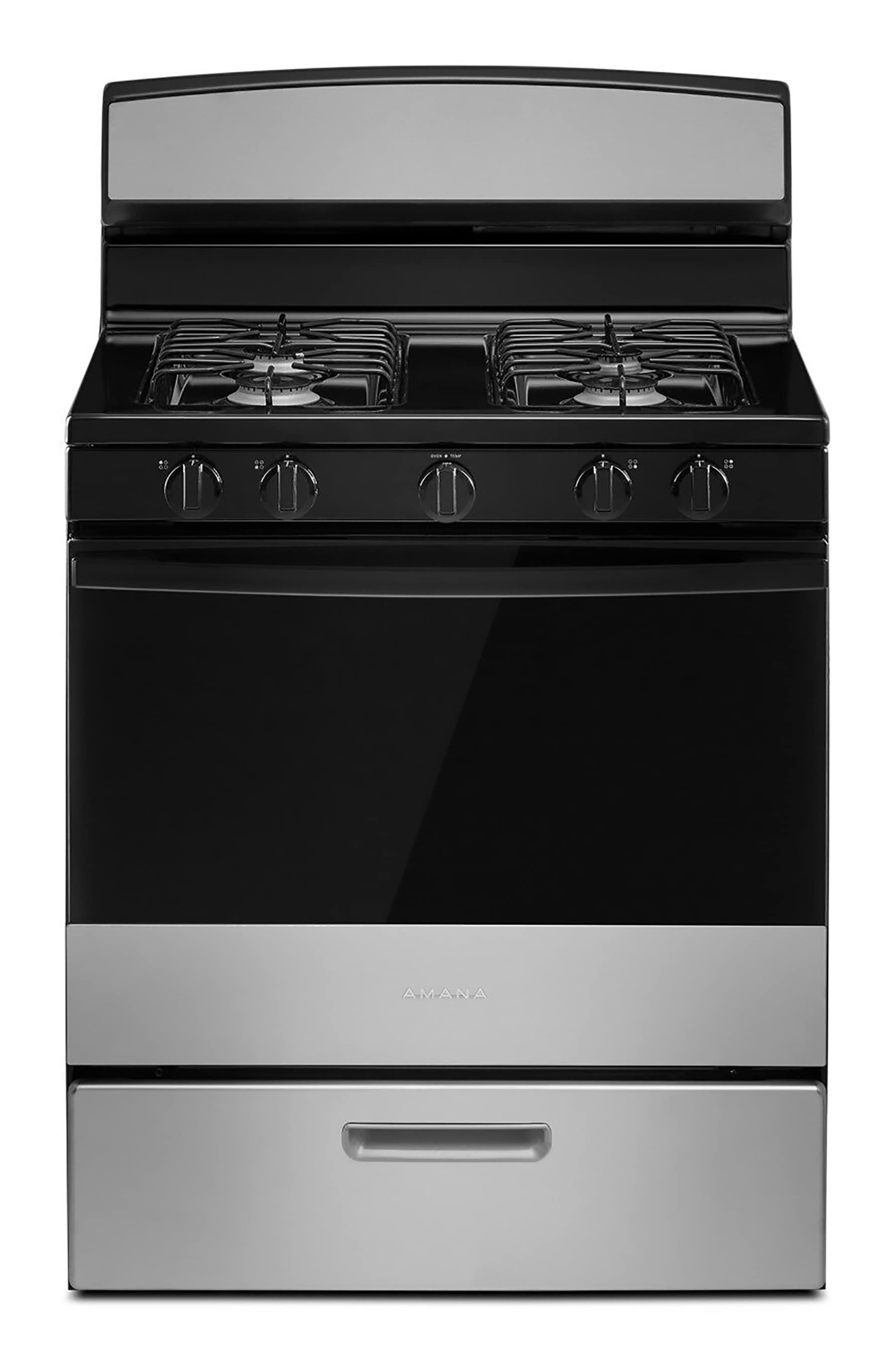 Amana 30-in 4 Burners 5.1-cu ft Freestanding Natural Gas Range (Stainless Steel) (AGR4203MNS)