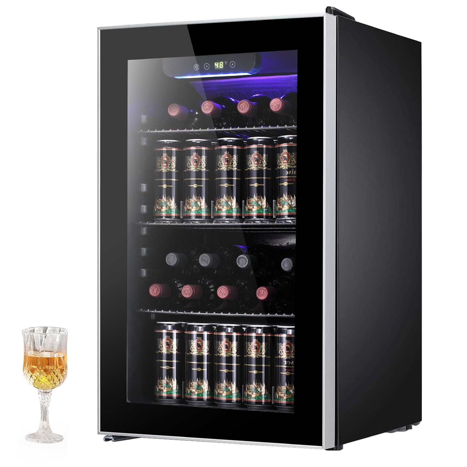 COWSAR 17.5-in W 130-Can Capacity Silver Freestanding Beverage Refrigerator with Glass Door (W5899H)