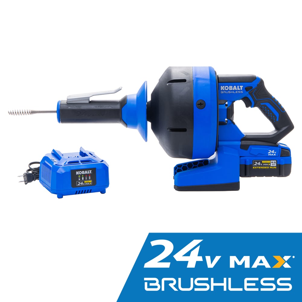 Kobalt 24-Volt 5/16-in x 35-ft L Galvanized Wire 4 Ah Cordless Included) Machine Augers tool only