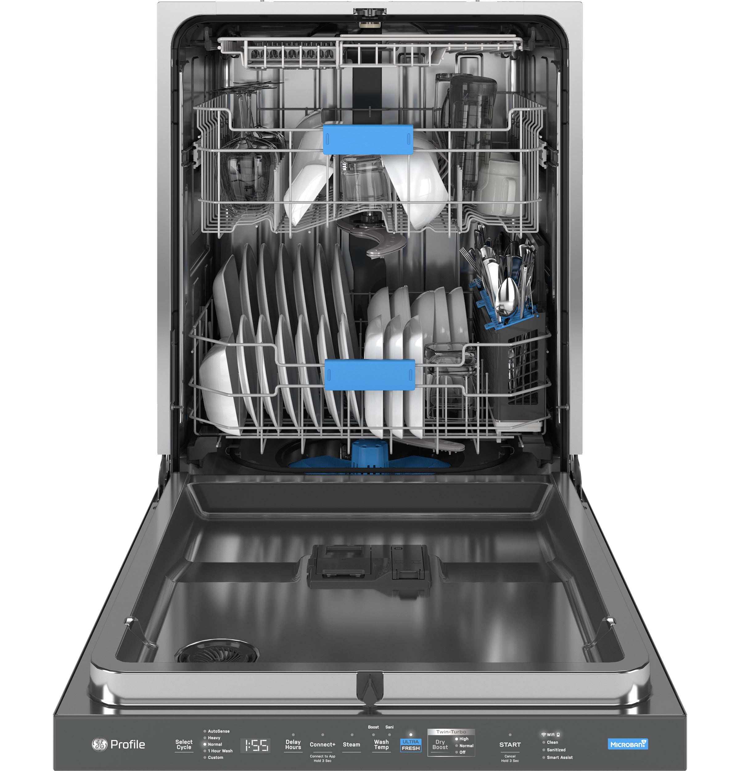 GE Profile UltraFresh 24-in Top Control Built-in Dishwasher With Third Rack ( Fingerprint Resistant Stainless Steel ) ENERGY STAR, 42-Decibel Quietest Sound Level